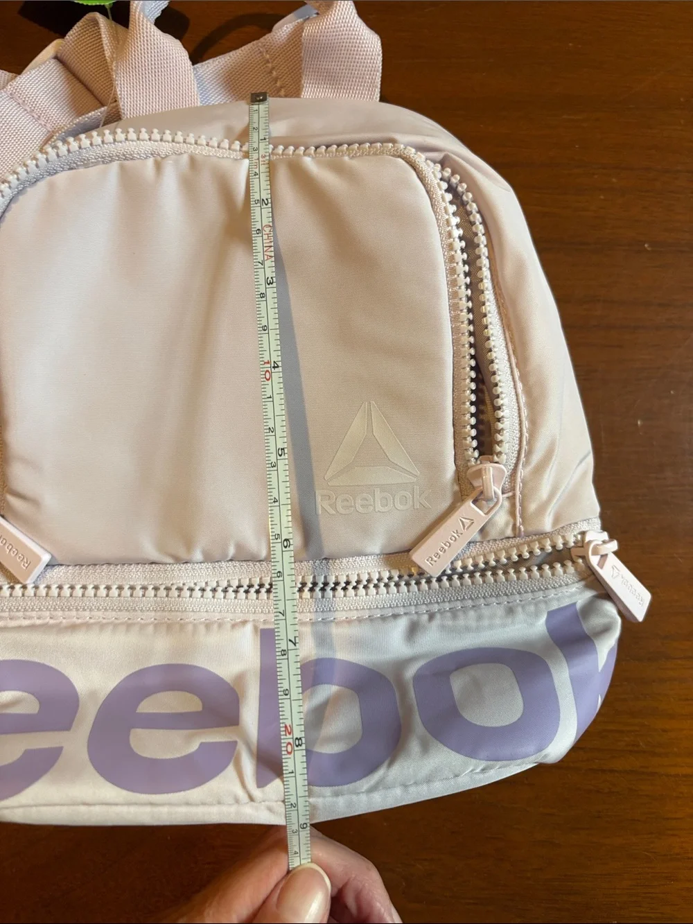 Reebok Pale Pink Mini Backpack with Lavender Logo